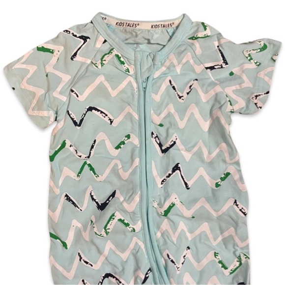 KIDS TALES Toddler Baby One-Piece Short Sleeve Zip Romper | Blue | 6-12 months - Picture 2 of 5